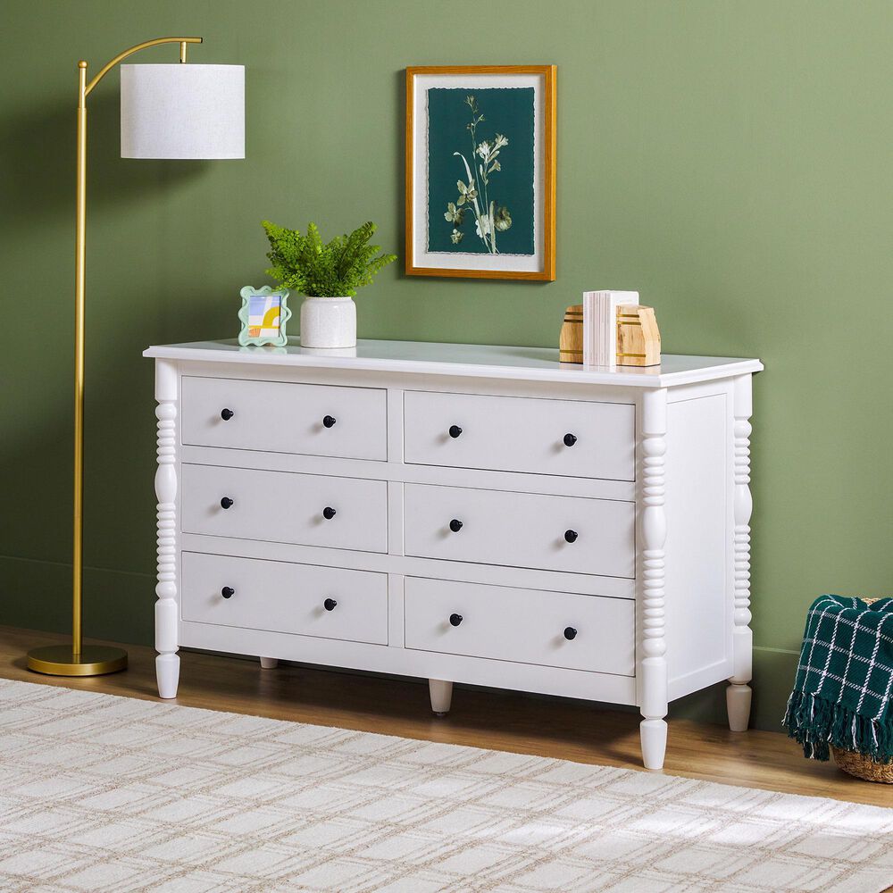 Walker Edison Vivienne 6-Drawer Dresser in White, , large