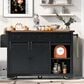 HOMLUX 54" Kitchen Island with Sliding Barn Door in Black, , large