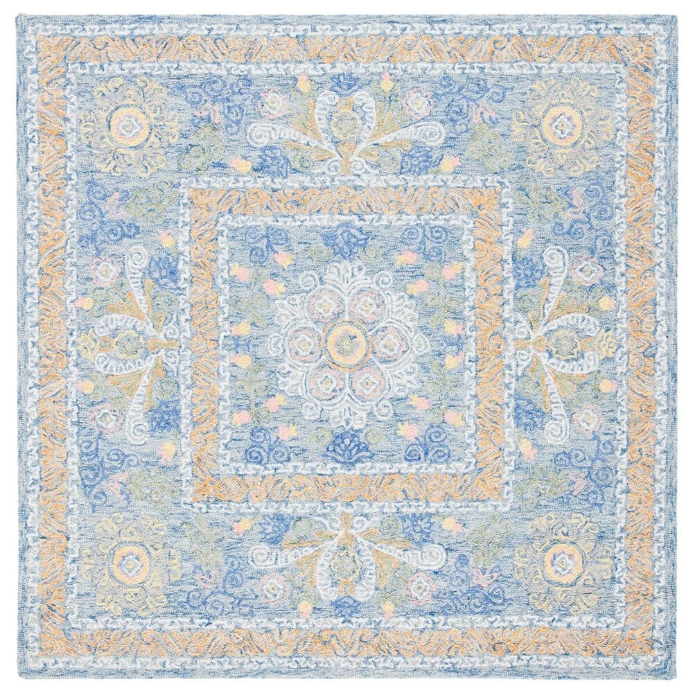 Safavieh Micro-Loop Oriental 5" Square Blue and Green Area Rug, , large