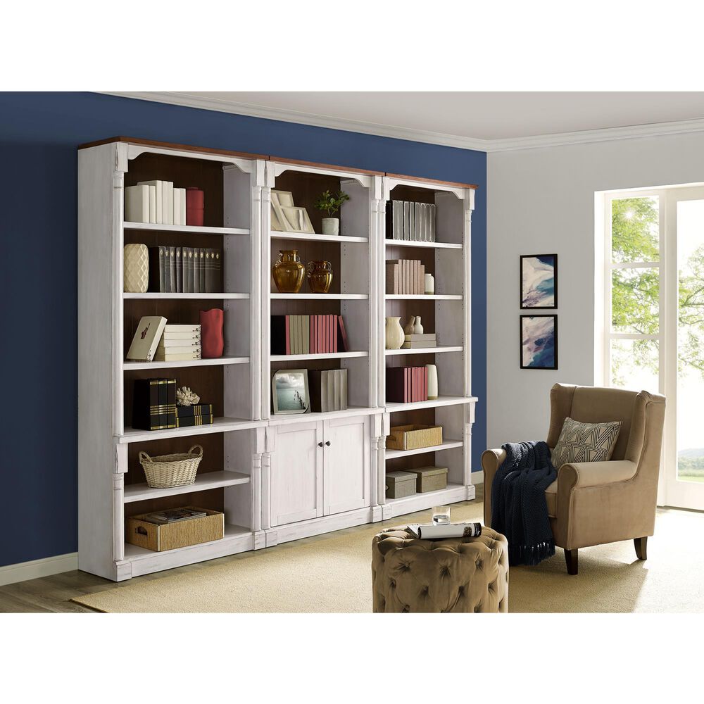 Wycliff Bay Durham 6-Shelf Bookcase in Weathered White and Cherry &#40;Set of 3&#41;, , large