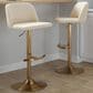LumiSource Toriano Swivel Adjustable Bar Stool with Cream Faux Leather Upholstery in Gold (Set of 2), , large