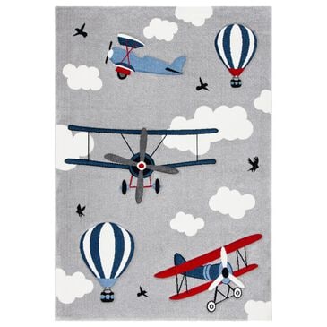 Safavieh Carousel 9" x 12" Light Grey and Red Kids  Area Rug, , large