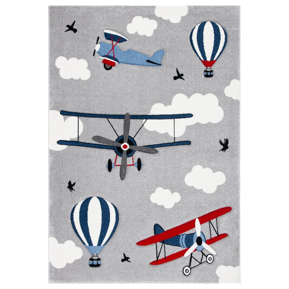 Safavieh Carousel 9" x 12" Light Grey and Red Kids Area Rug, , large