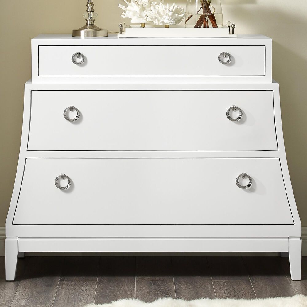 Accentric Approach 3-Drawer Bombe Chest in White, , large