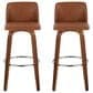 LumiSource Toriano Swivel Bar Stool with Camel Faux Leather Upholstery in Walnut and Chrome (Set of 2), , large