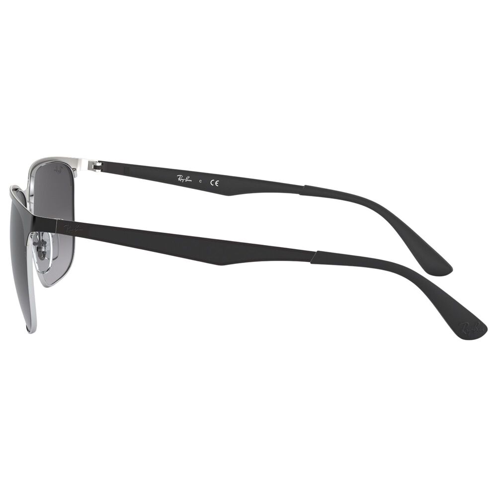 Rayban Glasses Sunglasses with Grey Gradient Lenses in Polished Black on Silver, , large