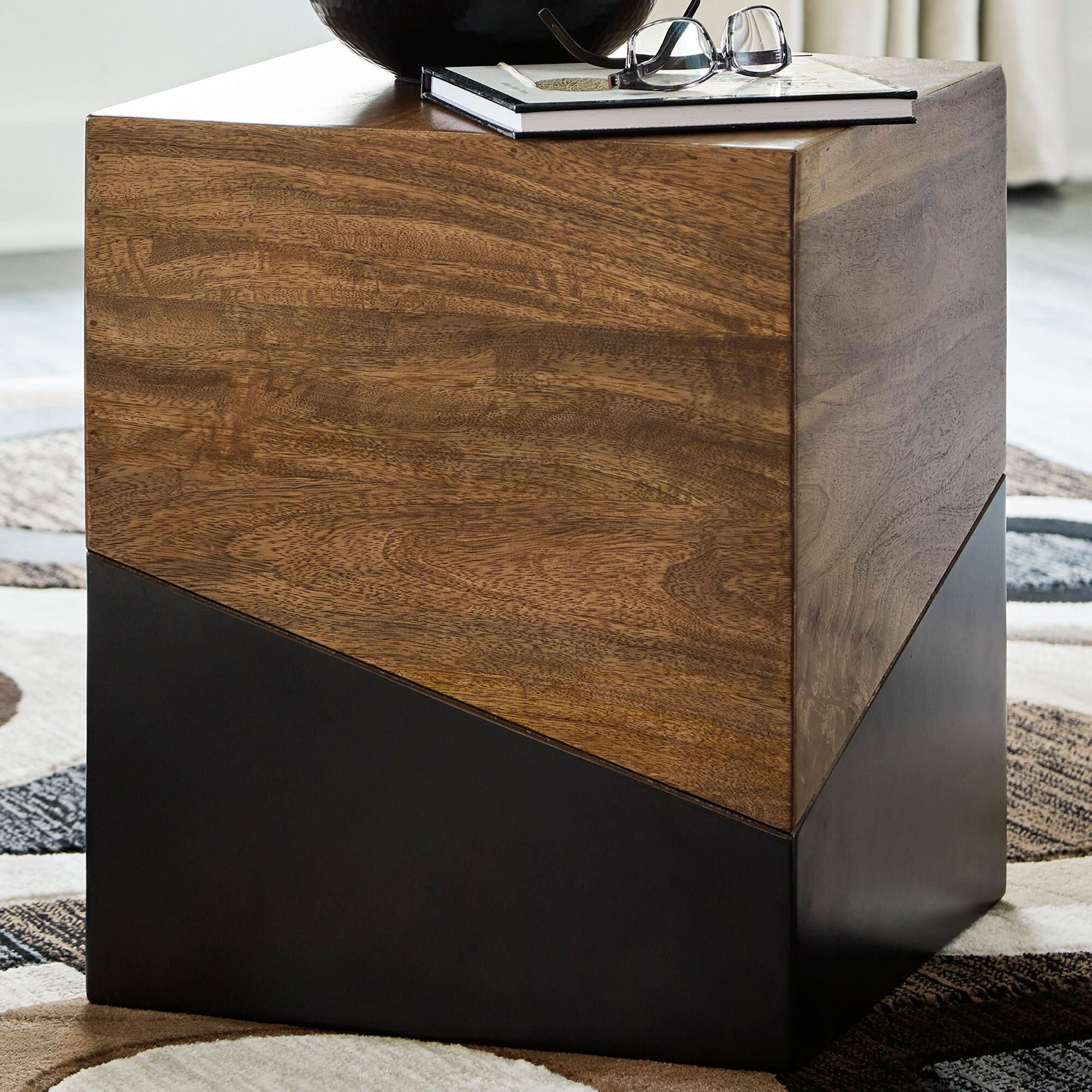 Ashley Trailbend Cube Accent Table in Brown and Gunmetal | NFM