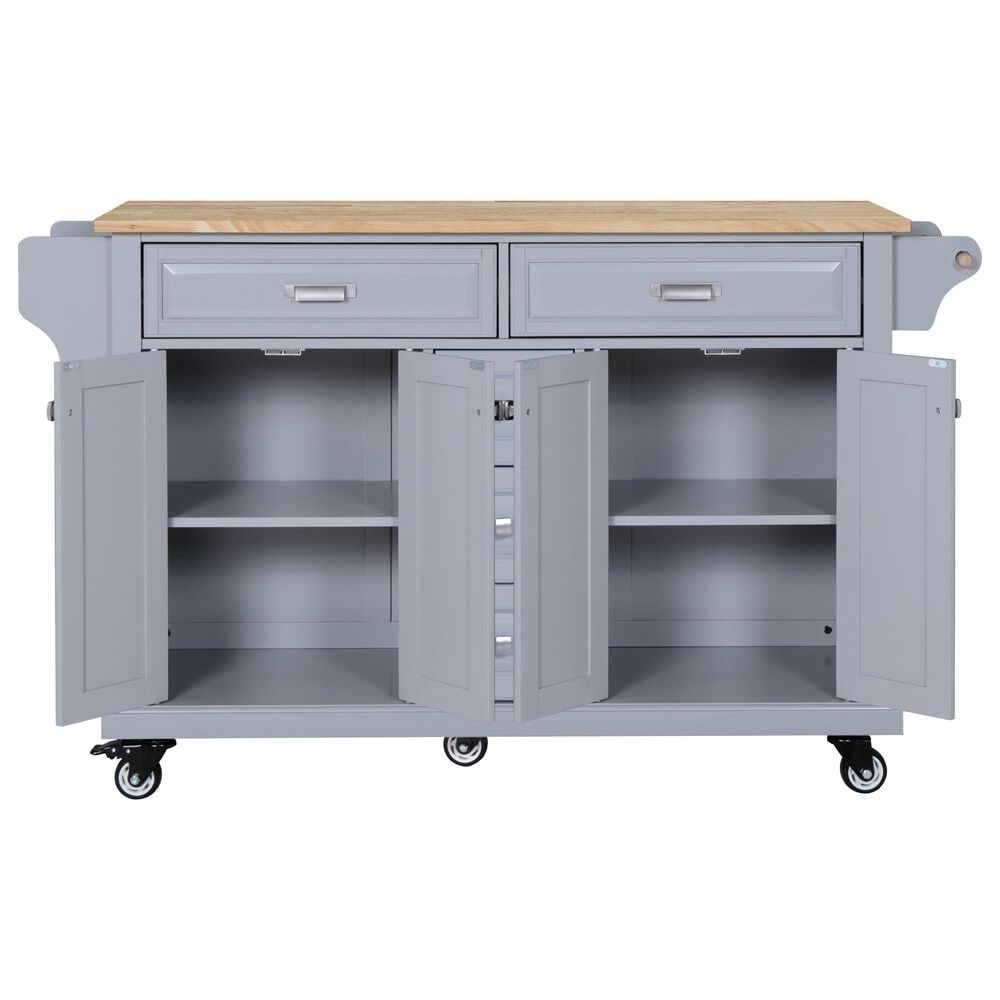 HOMLUX Kitchen Island Cart with Storage Cabinet in Grey, , large