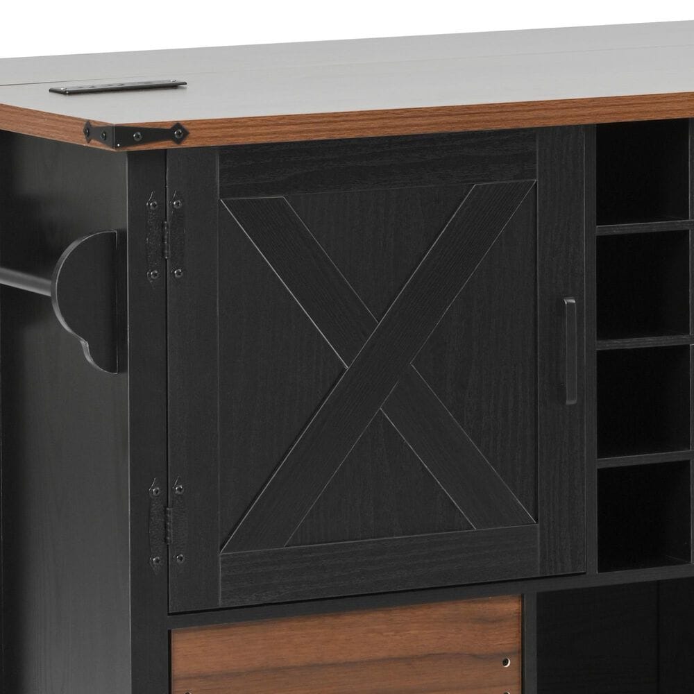 HOMLUX 54" Kitchen Island with Drop Leaf in Black, , large