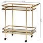 Baxton Studio Destin 2-Tier Mobile Wine Bar Cart in Brushed Gold and Clear, , large