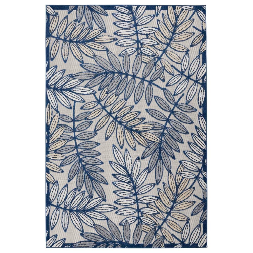 Nourison Aloha ALH18 3"6" x 5"6" Ivory and Navy Indoor/Outdoor Area Rug, , large