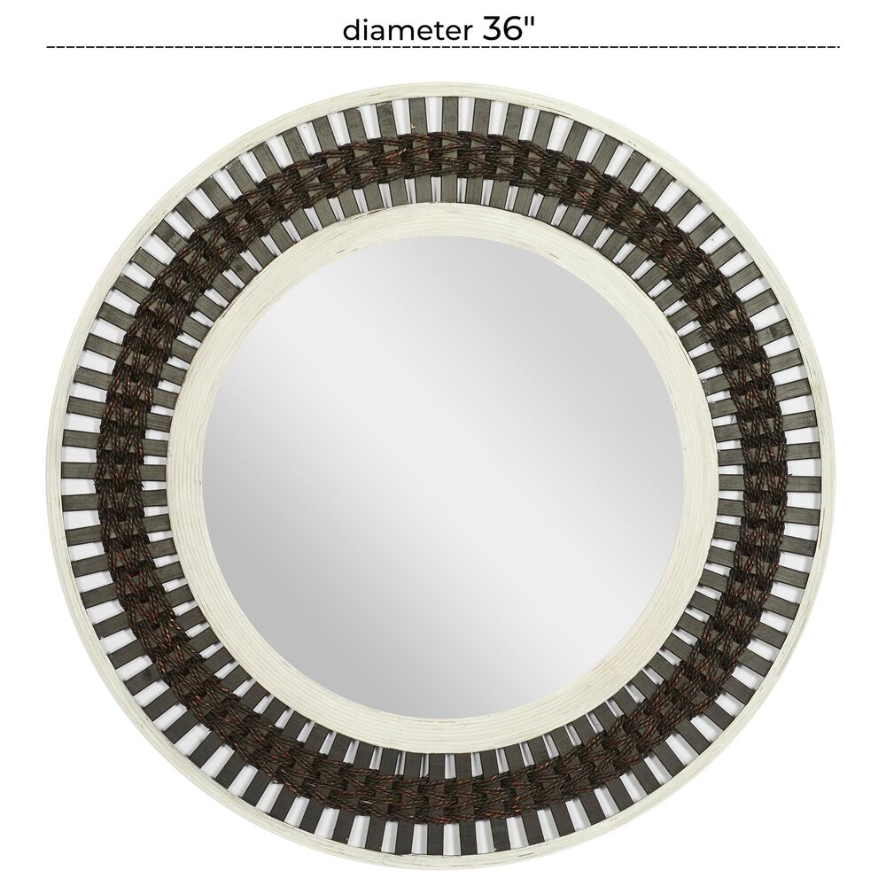 Maple and Jade 36&quot; Round Wall Mirror in Black, White and Red, , large