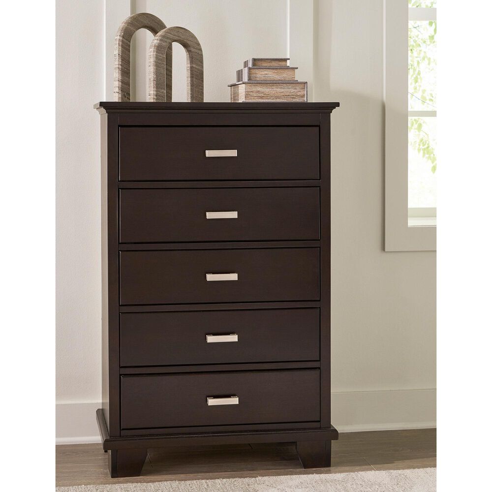 Ashley Covetown 5-Drawer Chest in Dark Brown, , large