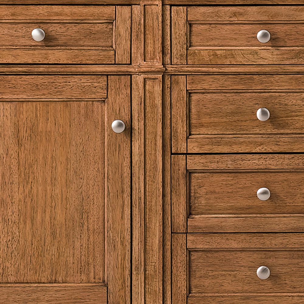 James Martin Vanities Brittany 60" Double Bathroom Vanity in Saddle Brown with 3 cm Eternal Jasmine Pearl Silestone Top, Rectangular Sinks and FreePower Wireless Charger, , large