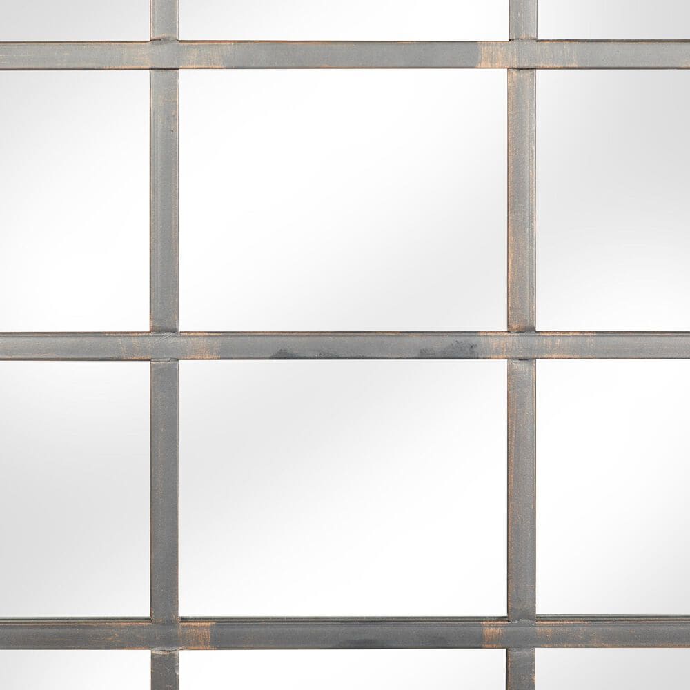 Maple and Jade 40&quot; x 30&quot; Arched Window Pane Wall Mirror in Matte Black, , large