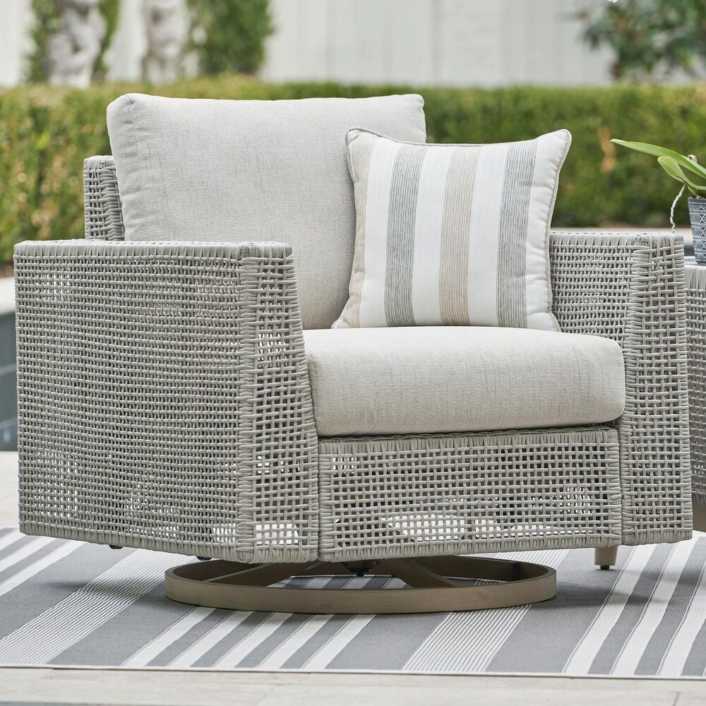 Ashley Seton Creek Swivel Lounge Chair in Gray, , large