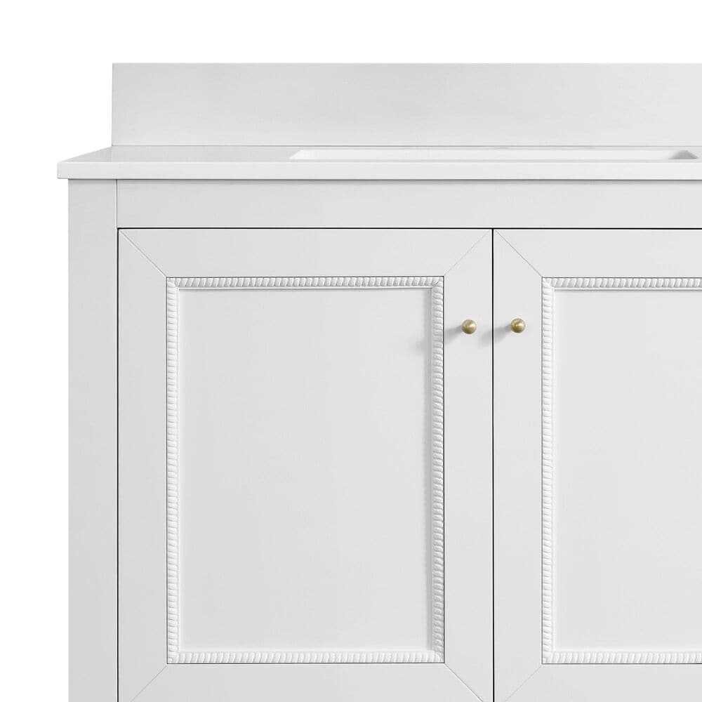 37B Claudine 36" Single Bathroom Vanity in Bright White with Glossy White Composite Stone Top and Backsplash, , large