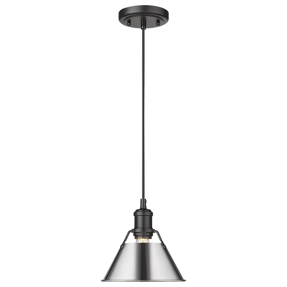 Golden Lighting Orwell 1-Light Small Pendant with Chrome Shade in Matte Black, , large