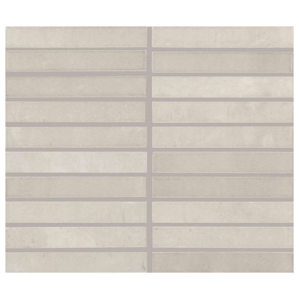 Dal-Tile Miramo Pearl 1" x 6" Straight Joint on 11.5" x 9.75" Ceramic Mosaic Sheet, , large
