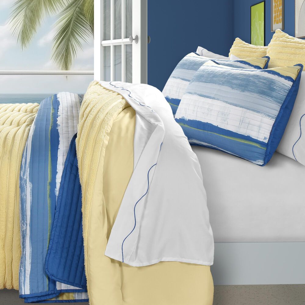 J. Queen New York Seashore 3-Piece Full/Queen Quilt Set in Blue, White and Yellow, , large
