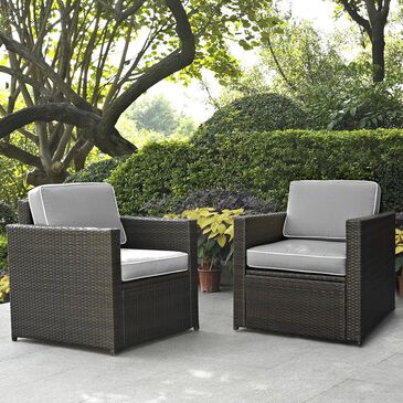 Firefly Palm Harbor Wicker Chair with Grey Cushions - Set of 2, , large