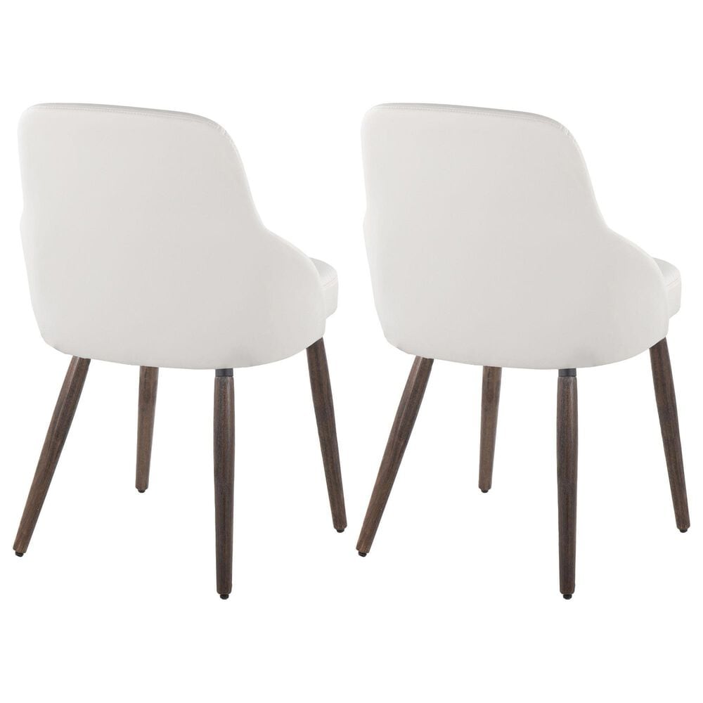 LumiSource York Side Chair with White Faux Leather Cushion in Dark Walnut (Set of 2), , large