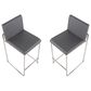 Lumisource Fuji Stackable Counter Stool with Grey Faux Leather Cushion in Brushed Stainless Steel (Set of 2), , large