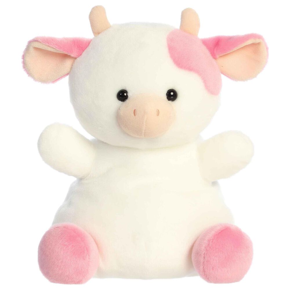 Aurora 13&quot; Belle Strawberry Cow Stuffed Animal in Soft White and Vibrant Pink Strawberry, , large
