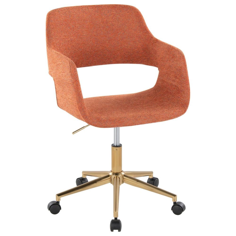 Lumisource Margarite Task Chair with Orange Fabric Cushion in Black, , large