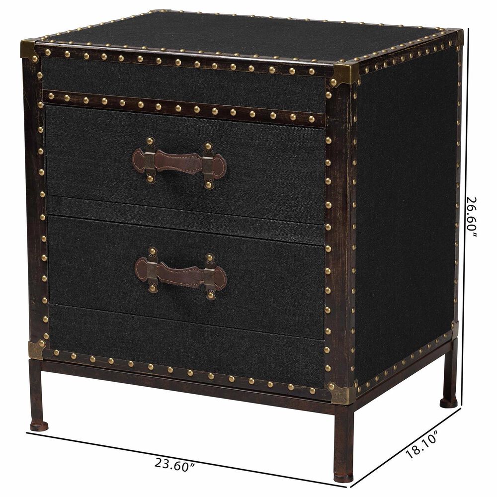 Baxton Studio Laura 2-Drawer End Table in Black, , large