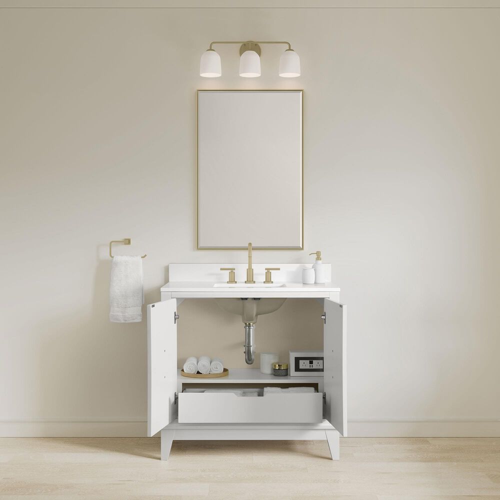 37B Fenwick 36" Single Bathroom Vanity in Bright White with Glossy White Composite Stone Top and Backsplash, , large