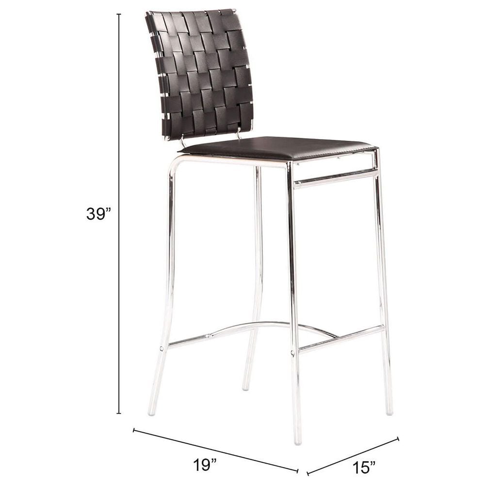 Zuo Modern Criss Cross Counter Stool in Black &#40;Set of 2&#41;, , large