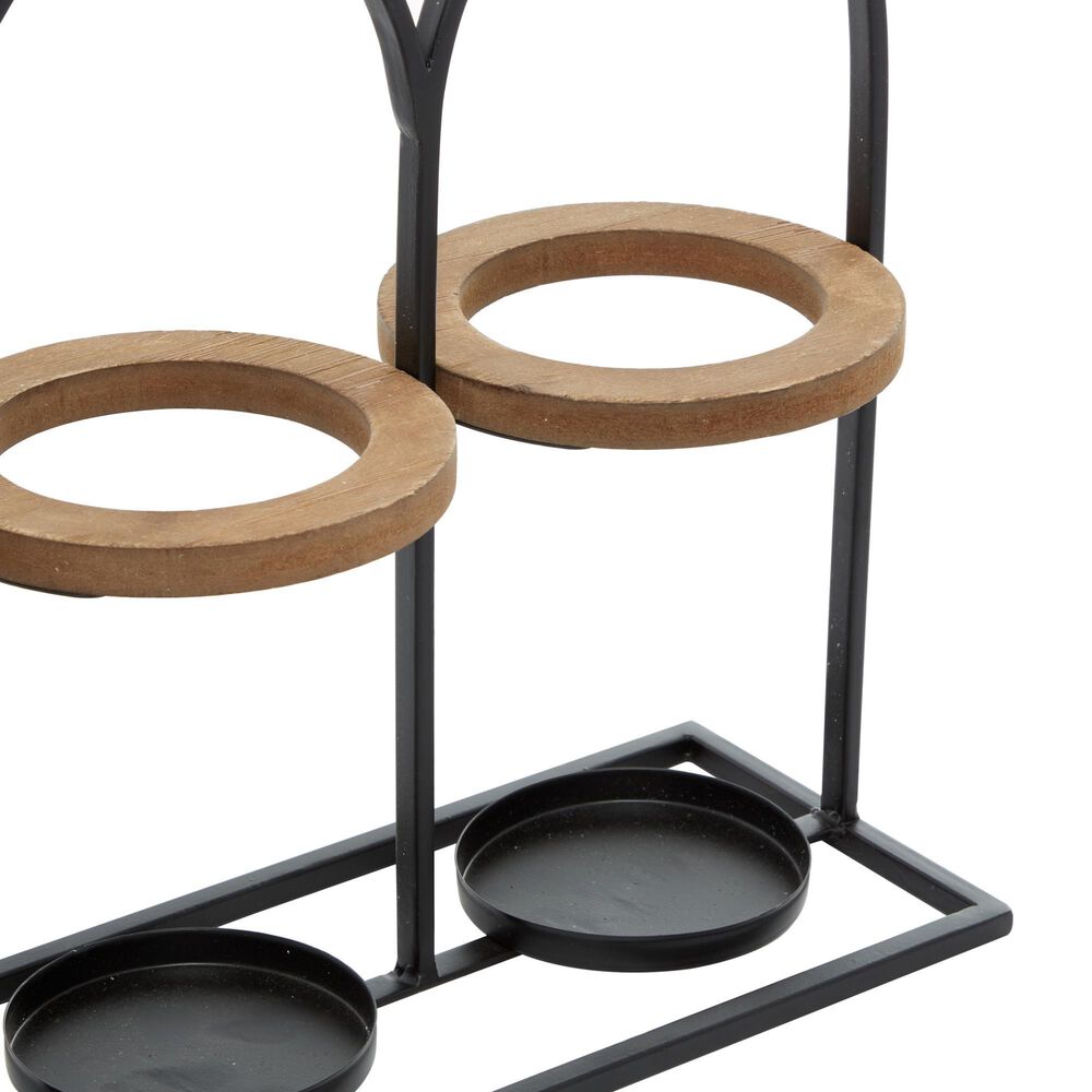 Maple and Jade 3-Compartment Farmhouse Wine Holder in Black, , large