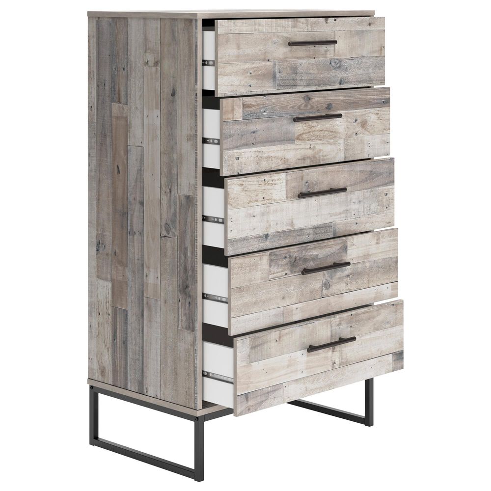 Ashley Neilsville 5-Drawer Chest in Whitewash and Dark Brown, , large