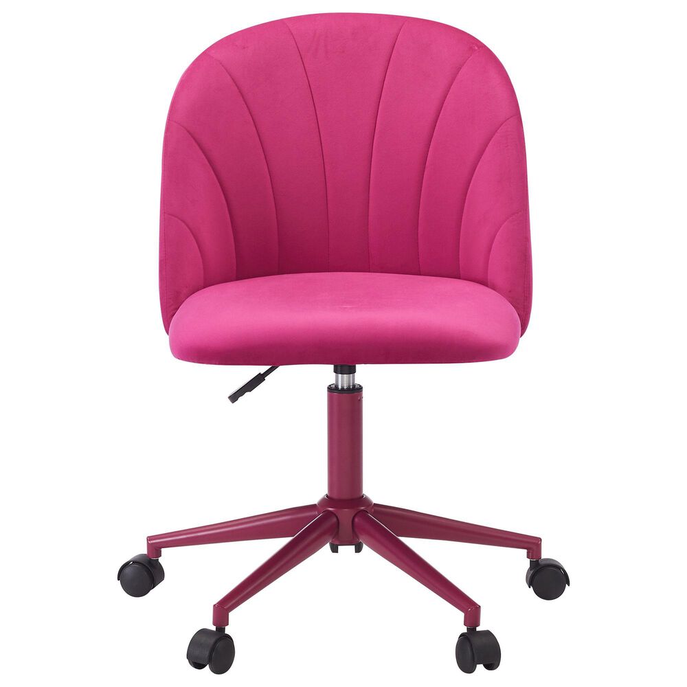 Linon Home Decor Adalynn Swivel Desk Chair with Hot Pink Cushion in Pink, , large