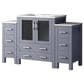 Lexora Home Volez 54" Single Bathroom Vanity in Dark Grey with 2 cm White Ceramic Top, Rectangular Sink and Side Cabinets, , large
