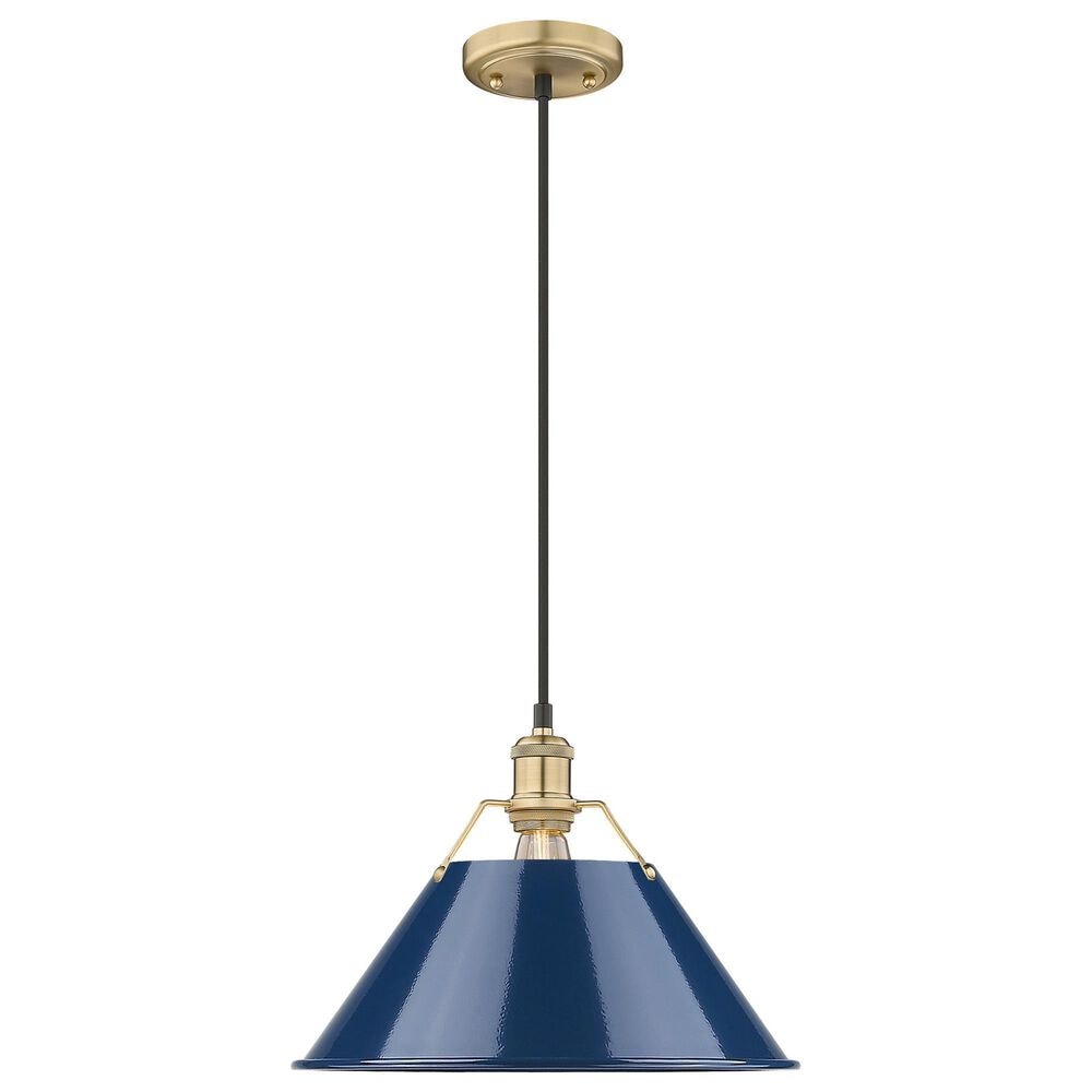 Golden Lighting Orwell 1-Light Wide Large Pendant with Matte Navy Shade in Brushed Champagne Bronze, , large