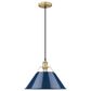 Golden Lighting Orwell 1-Light Wide Large Pendant with Matte Navy Shade in Brushed Champagne Bronze, , large