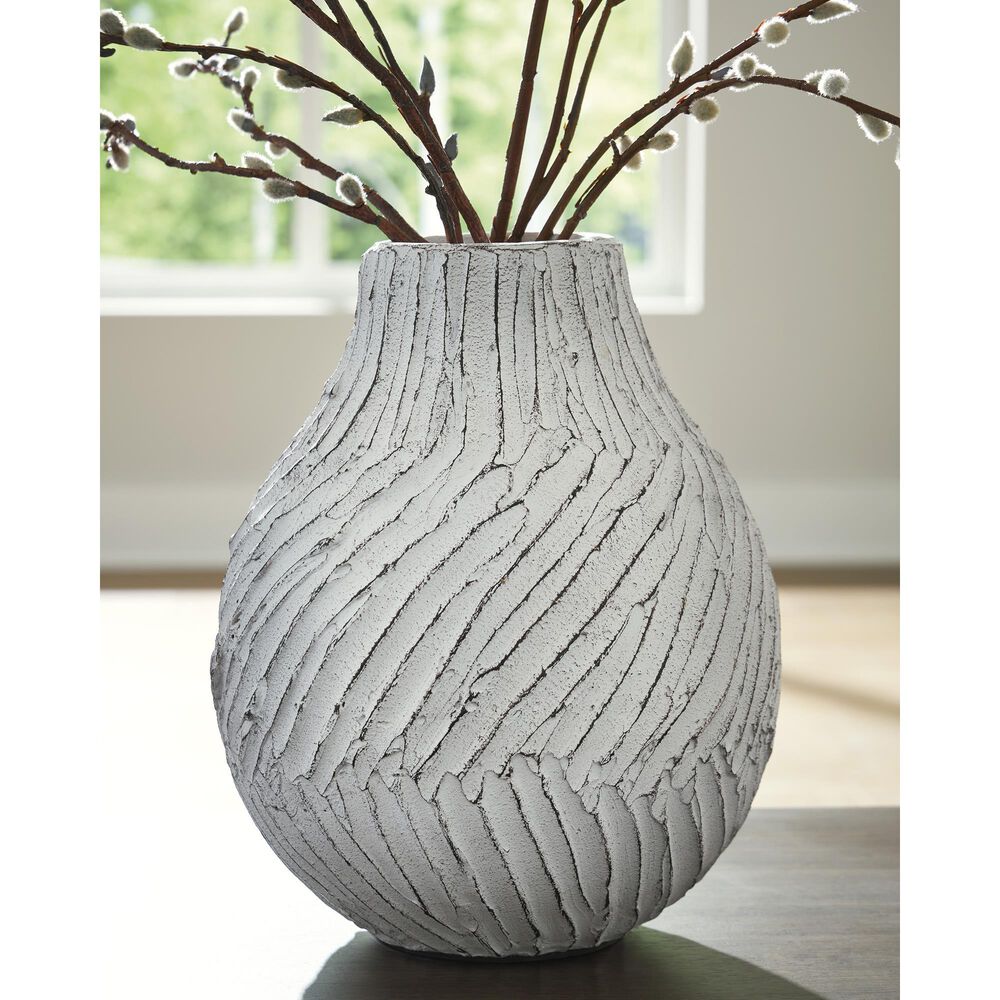 Ashley Shelvie 11.75" Vase in Distressed White, , large