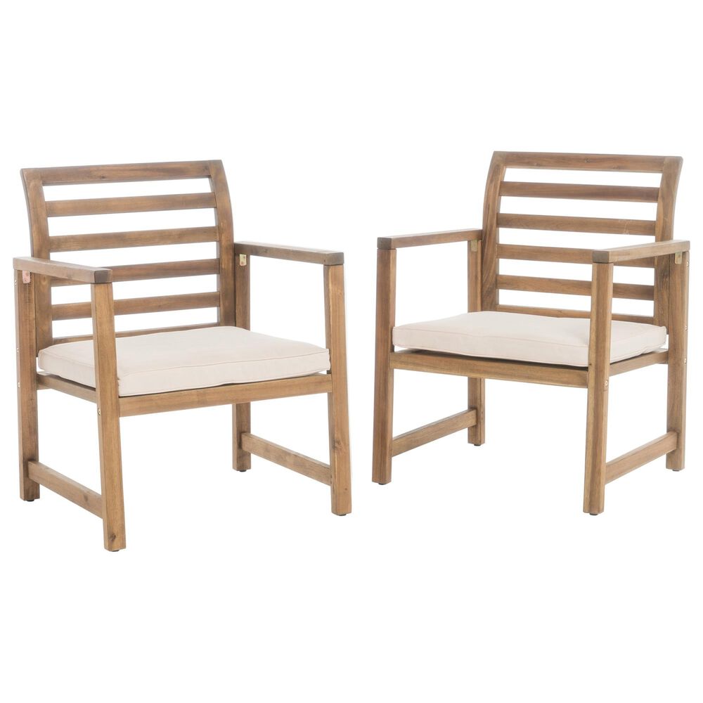 Hearth and Haven Outdoor Club Chair with White Cushion in Natural (Set of 2), , large