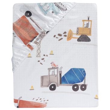 Lambs & Ivy Construction Zone Fitted Crib Sheet in Blue, Yellow, White and Red, , large
