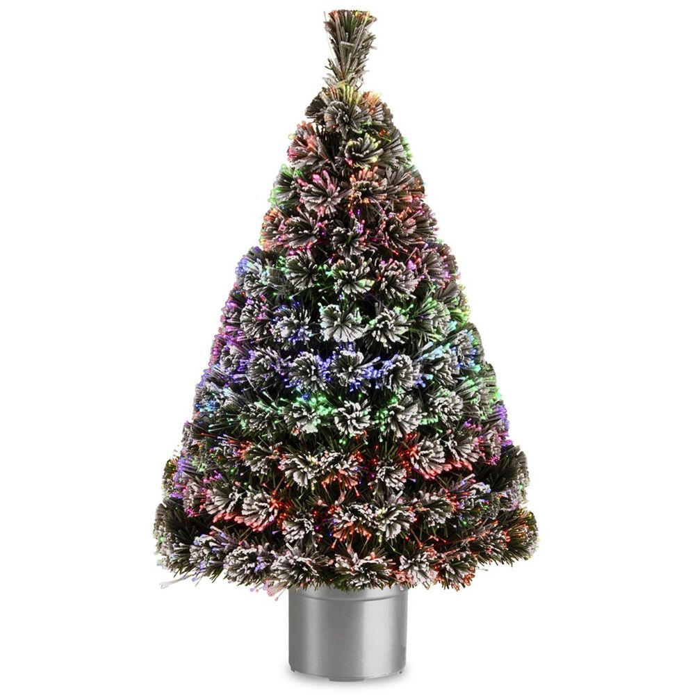 National Tree 48" Fiber Optic Evergreen Flocked Tree, , large