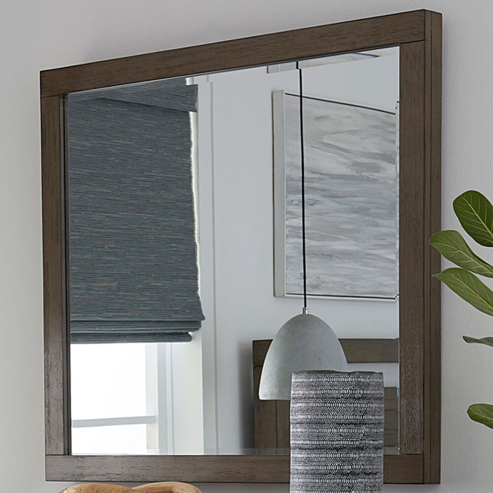 Riva Ridge Modern Loft Rectangular Mirror in Greystone, , large