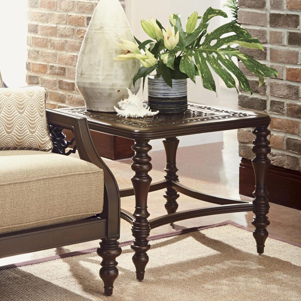 Tommy Bahama Outdoor Living Black Sands Square End Table in Deep Umber, , large