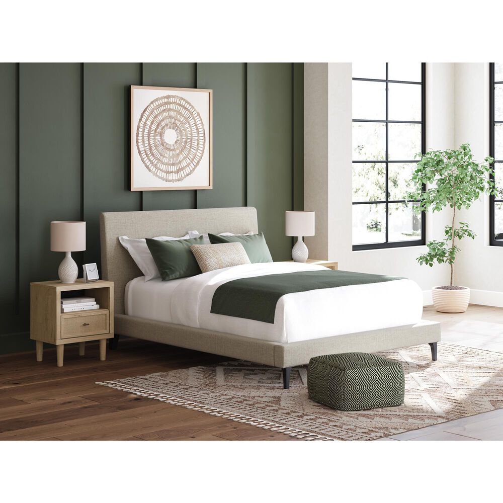 Ashley Queen Upholstered Bed and Two Nightstands, , large
