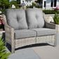 HOMLUX Outdoor Rattan Loveseat with Ergonomic Backrest in Dark Gray, , large