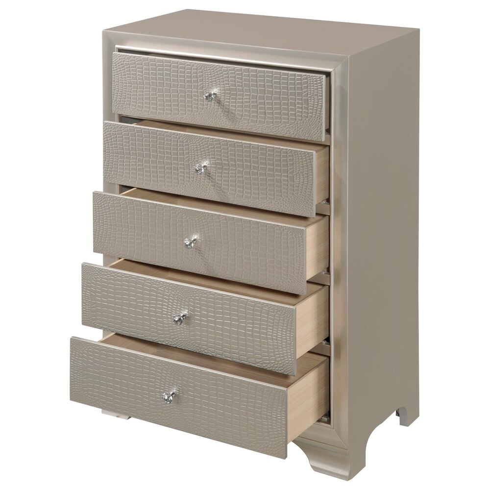 Crown Mark Lyssa 5-Piece Full Panel Bedroom Set in Champagne, , large