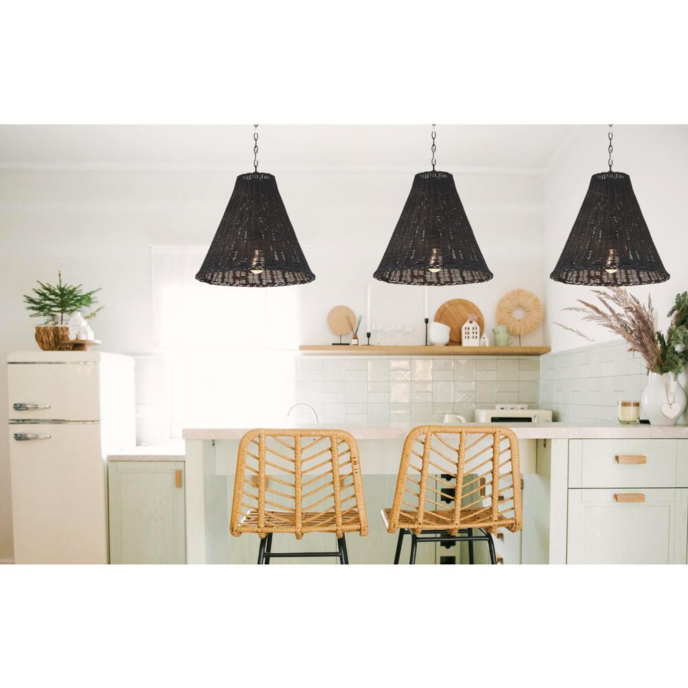 Creative Coop Rosemary 1-Light Small Pendant with Black Shade, , large