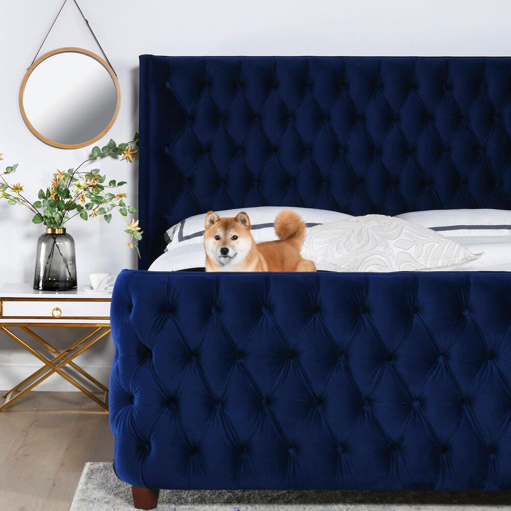 Jennifer Taylor Home Brooklyn King Panel Bed in Navy Blue NFM