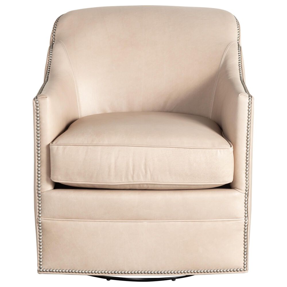 Massoud Heath Leather Swivel Chair in Berkshire Smoke, , large
